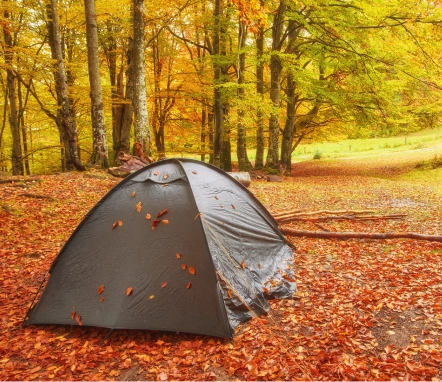 Outdoor camping tent set up for use